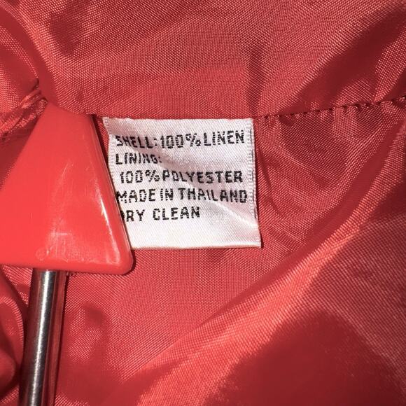 Talbots Women's Size 14 Tomato Red Irish Linen Sleeveless Shift Dress Lined Work - Picture 6 of 6